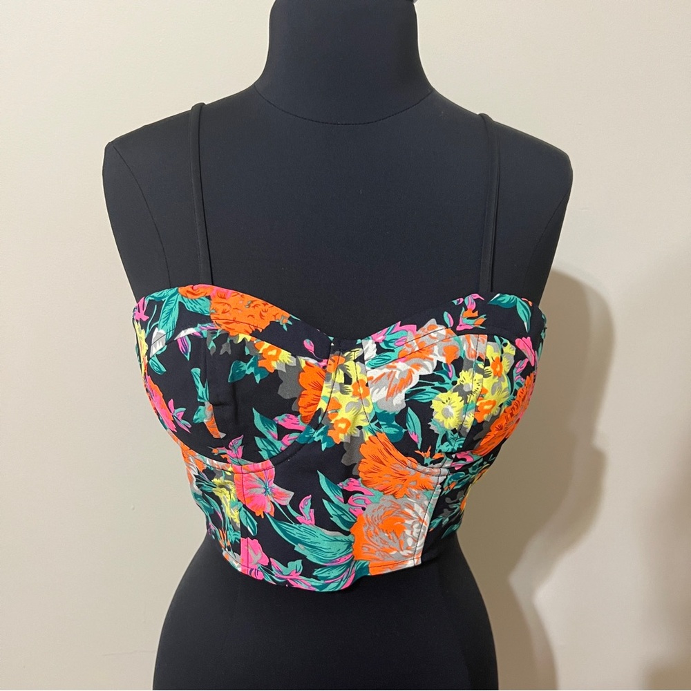 Floral Black Crop Top